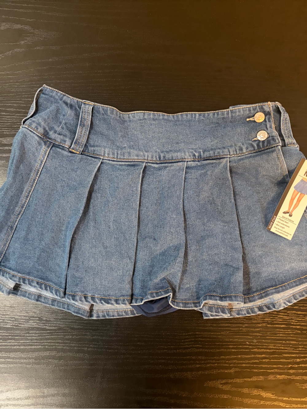 Madden NYC Denim Pleated Skirt (built in shorts)